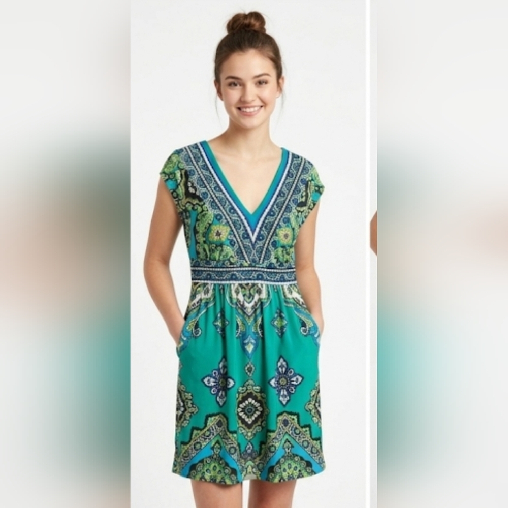 Kiara Blue Sleeveless V-Neck Sundress size:S